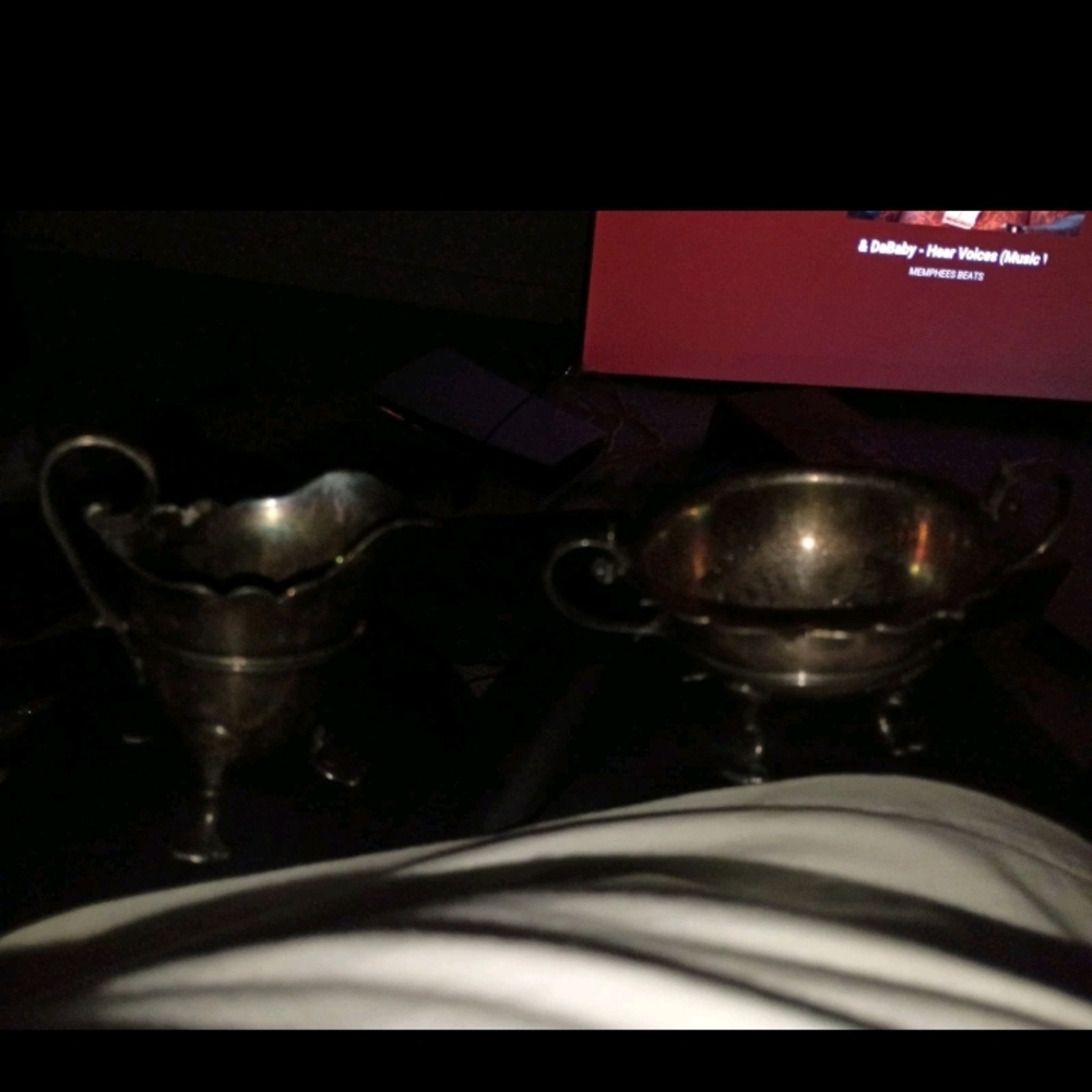 Vintage Silver Creamer and Sugar Bowl Set